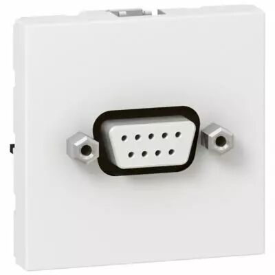 Prise SUB D Prog Mosaic - pour liaison s�rie type RS 232 � visser - 2 mod- blanc (078765)