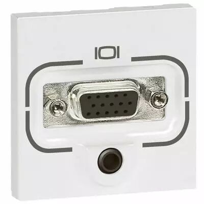 Prise vid�o Prog Mosaic - HD 15 femelle + Jack 3,5 mm � visser - 2 mod - blanc (078774)