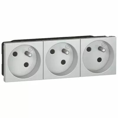Prise multi supports Prog Mosaic - 3x2P+T � 45� - bornes auto - 6 mod - alu (079273)