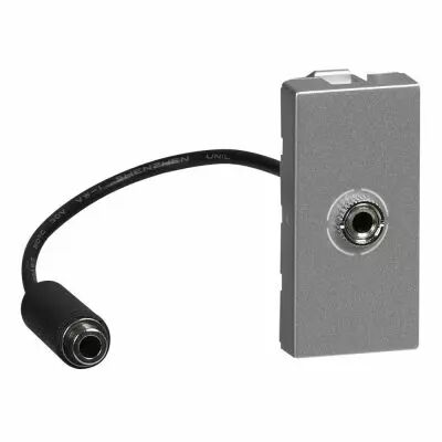 Prise audio Prog Mosaic - Jack femelle 3,5 mm - pr�connect - 1 mod - alu (079379)