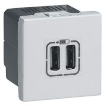 Alimentation USB 230 V / 5 V - 2 ports - 2 modules - alu (079394)