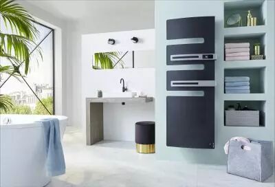 Atlantic - Radiateur s�che-serviettes connect� Serenis Premium m�t droite 1750W Noir (850439)