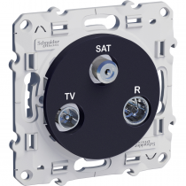 Odace prise TV/FM/SAT Anthracite, 2 entrées TV/FM et SAT, à vis (S540460)