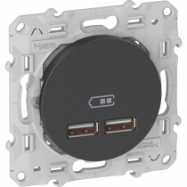 Odace - double chargeur usb 2.1 A - Anthracite (S540407)