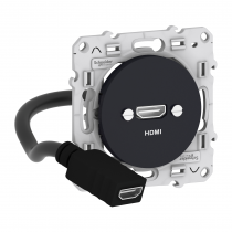 Odace - prise HDMI type A - Anthracite - prise femelle / câble femelle arrière (S540462)