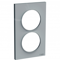 Odace Styl - plaque 2 postes - gris - entraxe 57mm vertical (S520714A1)