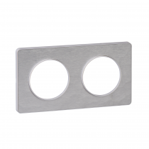 Odace Touch, plaque Aluminium martelé liseré Blanc 2 postes horiz./vert. 71mm (S520804K)