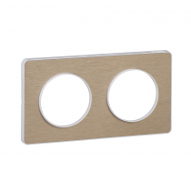 Odace Touch, plaque Bronze brossé liseré Blanc 2 postes horiz./vert. 71mm (S520804L)