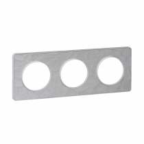 Odace Touch, plaque Aluminium martelé liseré Blanc 3 postes horiz./vert. 71mm (S520806K)