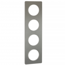 Odace Touch, plaque Aluminium brossé liseré Blanc 4 postes horiz./vert. 71mm (S520808J)