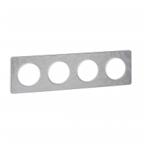 Odace Touch, plaque Aluminium martelé liseré Blanc 4 postes horiz./vert. 71mm (S520808K)
