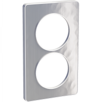 Odace Touch, plaque Aluminium martelé avec liseré Blanc 2 postes verticaux 57mm (S520814K)