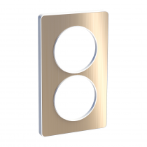 Odace Touch, plaque Bronze brossé avec liseré Blanc 2 postes verticaux 57mm (S520814L)
