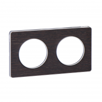 Odace Touch, plaque Wenge avec liseré Alu 2 postes horiz. ou vert. entraxe 71mm (S530804P)