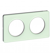 Odace Touch, plaque Translucide Verre avec liseré Alu 2 postes horiz./vert. 71mm (S530804S)
