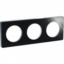 Odace Touch, plaque Aluminium brillant fumé avec liseré Alu 3postes entraxe 71mm (S530806K1)