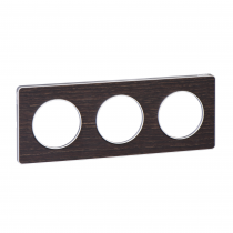 Odace Touch, plaque Wenge avec liseré Alu 3 postes horiz. ou vert. entraxe 71mm (S530806P)