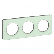 Odace Touch, plaque Translucide Verre avec liseré Alu 3 postes horiz./vert. 71mm (S530806S)