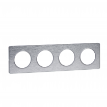 Odace Touch, plaque Aluminium brossé liseré Alu 4 post. horiz./vert. 71mm (S530808J)