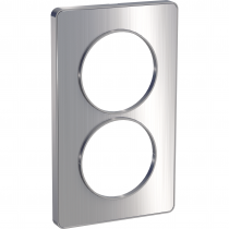 Odace Touch, plaque Aluminium brossé liseré Alu 2 postes verticaux entraxe 57mm (S530814J)