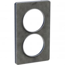 Odace Touch, plaque Ardoise avec liseré Alu 2 postes verticaux entraxe 57mm (S530814V)