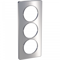 Odace Touch, plaque Aluminium brossé liseré Alu 3 postes verticaux entraxe 57mm (S530816J)