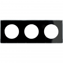 Odace You Noir, plaque de finition support Blanc 3 postes entraxe 71mm (S520906Z)