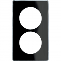 Odace You Noir, plaque de finition support Blanc 2 postes entraxe 57mm (S520914Z)