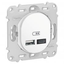 Ovalis - prise USB double - type A+C - Blanc - mécanisme + plaque - 5Vcc - 2,4A (S260401)