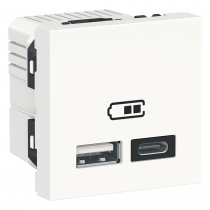 Unica - chargeur USB double - 5Vcc - 2,4A type A+C - 2 modul - blanc - méca seul (NU301818)