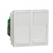 Unica - prise RJ45 double - cat 5 UTP - 2 mod - Blanc - méca seul (NU342018)