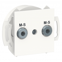 Unica - prise double multiservices M-S - Blanc - méca seul (NU545718)