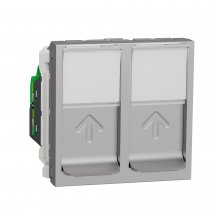 Unica - prise RJ45 double - cat 5 UTP - 2 mod - Alu - méca seul (NU342030)