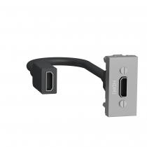 Unica - prise HDMI préconnectorisée - 1 mod - Alu - méca seul (NU343030)