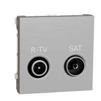 Unica - prise R-TV + SAT - individuel - 2 mod - Alu - méca seul (NU345430)