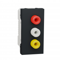 Unica - prise RCA triple (rouge blanc jaune) - 1 mod - Anthracite - méca seul (NU343154)