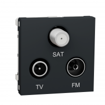 Unica - prise TV + FM + SAT - 2 mod - Anthracite - méca seul (NU345054)