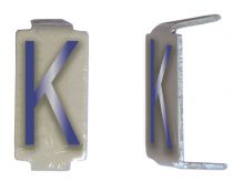 Lot 25 lettres K 6x11 Alu ivoire/bleu (CD032)