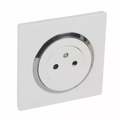 Prise 2P+T Surface dooxie 16A avec plaque blanche/chrome et griffes - brochable (095026)