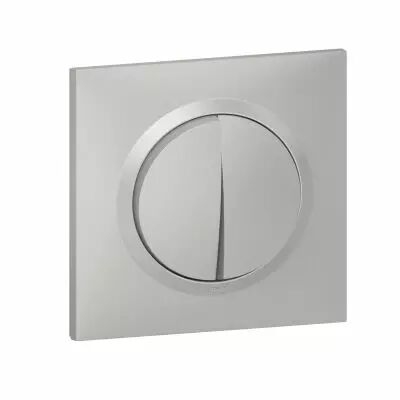 Double interrupteur ou va-et-vient dooxie 10AX 250V~ avec plaque carr�e alu (095031)