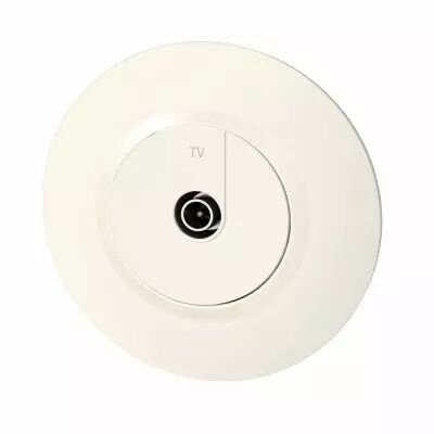 Prise TV �toile blind�e dooxie avec plaque ronde blanche (095057)