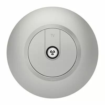 Prise TV �toile blind�e dooxie avec plaque ronde alu bague effet chrome (095077)