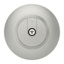 Prise TV étoile blindée dooxie avec plaque ronde alu bague effet chrome (095077)