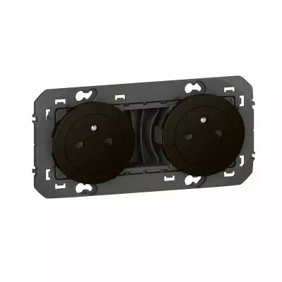 double prise de courant 2p+t surface dooxie 16a pr�c�bl�es noir - sachet (095278)