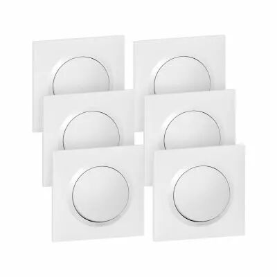 Lot de 6 interrupteurs ou va-et-vient dooxie complet - blanc (300430)