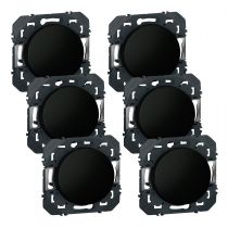 Dooxie lot de 6 interrupteurs ou va-et-vient noir composable (300452)