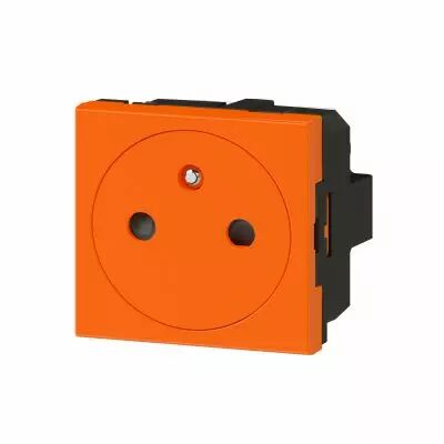 Prise 2P+T Surface Mosaic 2 modules connexion bornes auto-orange antimicrobien (077117L)