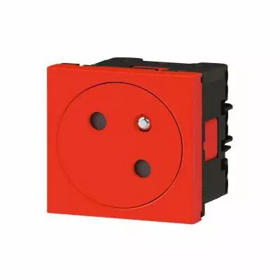 Prise de courant 2P+T Surface Mosaic Link raccordement lat�ral 2 modules - rouge (077118L)