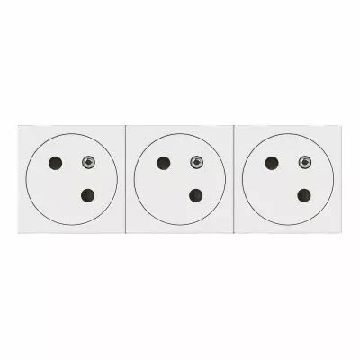 Triple prise de courant 2P+T Surface Mosaic Link racc lat�ral 6 mod - blanc (077143L)