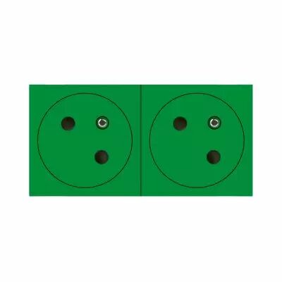 Double prise 2P+T Surface Mosaic Link raccordement lat�ral 4 modules - vert (077162L)